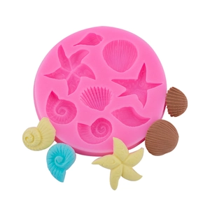 Stampo in silicone rosa per decorazioni in fondente e cioccolato a forma di conchiglia e stella marina