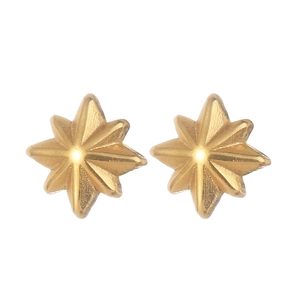 Minimalist 18K gold stainless steel starburst stud earrings with matte metal finish