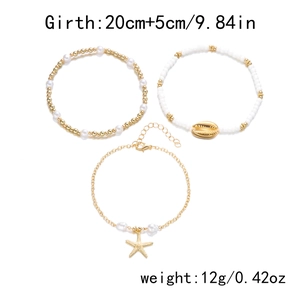 Detail of bohemian starfish and shell anklet set with 20cm plus 5cm length spec