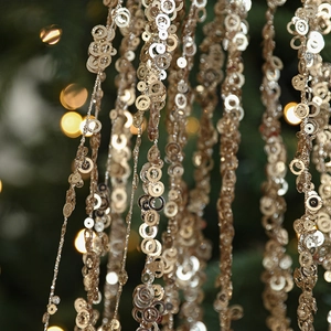 Champagne gold glitter ring streamers for Christmas tree and wedding party decor