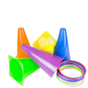 Kids Ring Toss Game Plastic Cones Agility Training Colorful Outdoor Indoor Garden Activity Coordination Toy