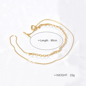 Collier bicolore plaqué or 18 carats avec fermoir OT et chaîne mixte à maillons