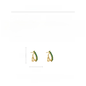Détails des boucles d'oreilles perles avec zircon vert et tiges en argent dimensions