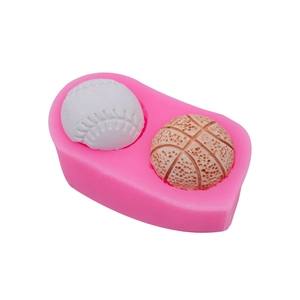 Molde de silicona rosa con formas de béisbol y baloncesto para fondant y artesanía DIY