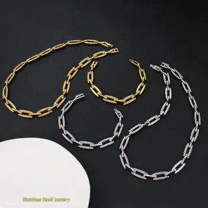 Minimalistische Gliederkette Halskette Armband Schmuck Für Damen Luxus Hochglanzpoliert Galvanisiert Mode Accessoires