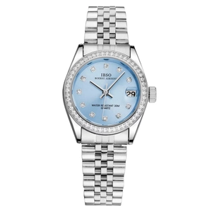 Women Luxury Quartz Watch Stainless Steel Rhinestone Bezel Waterproof Calendar Date Display Elegant Fashion Wristwatch