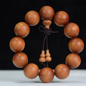 Natural Sandalwood Beaded Bracelet Wood Buddha Beads Ethnic Style Handmade Prayer Beads Meditation Jewelry For Men Women