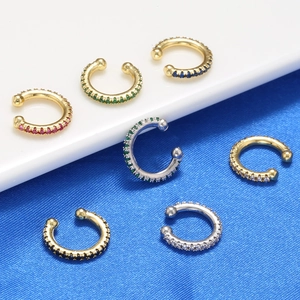Brass Gold Plated Zirconia Ear Cuffs Micro Inlaid Non Piercing Geometric U Shaped Minimalist Earrings For Women Jewelry