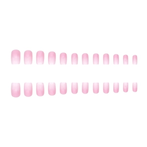 24-piece ombre pink press-on nails set with gradient design and glossy square-oval shape