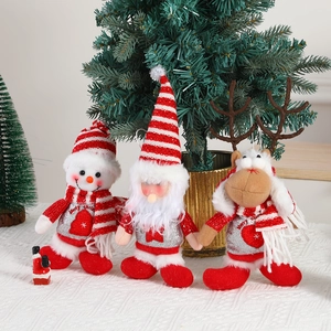 Christmas Plush Pendants Santa Claus Snowman Reindeer Sequined Knit Tree Hanging Ornament Festive Party Decoration