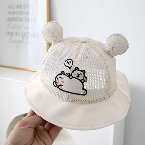Kids Sun Hat Breathable Mesh Bucket Hat Cartoon Bear With Animal Ears Summer Outdoor Beach Cap For Toddler Baby