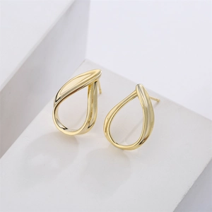French Minimalist Water Drop Stud Earrings With 14K Gold Plated Copper And 925 Sterling Silver Earring Post For Women