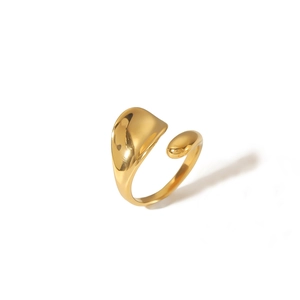 Bague ajustable en acier inoxydable plaqué or 18 carats avec mains enlacées