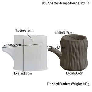 Detaillierte Maße der Baumstumpf-Silikonform für DIY-Kerzen und Sukkulenten-Töpfe