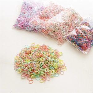Bulk packs of colorful high-elasticity hair ties for kids in various macaron colors