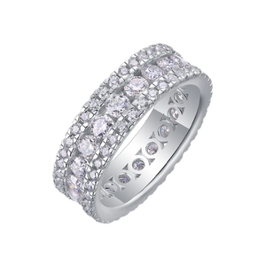 Elegant S925 sterling silver eternity ring with sparkling moissanite stones