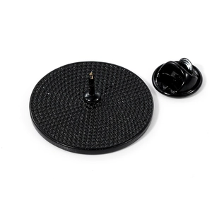 Fashionable black round metal badge pin base with butterfly clutch back for clothing