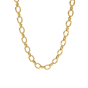 Macro detail of the 18K gold plated stainless steel oval link chain necklace