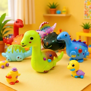 Colorful cartoon dinosaur inertia toy cars set including T-Rex and Triceratops models