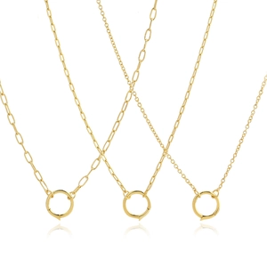925 Sterling Silver Necklace Round O-Ring Clasp Paperclip Chain Vintage Fashion Minimalist For Women