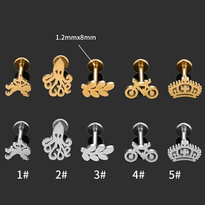 Lot de clous en acier inoxydable avec motifs couronne et feuille en finitions or et argent