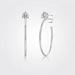 925 Sterling Silver Moissanite Hoop Earrings For Women Minimalist D Color GRA Certificate Moissanite Hoop Earring Jewelry