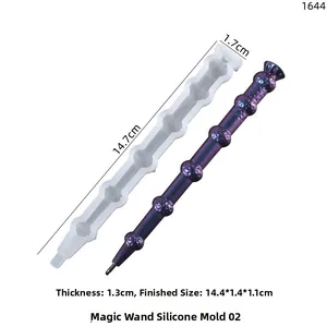 Detalle del molde de silicona para bolígrafo de varita mágica con medidas para resina epoxi