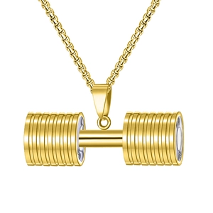 Dumbbell Pendant Necklace Stainless Steel Fitness Sports Jewelry With Box Chain For Men Women