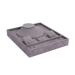 Velvet jewelry display set tray for organizing necklaces, rings, and bracelets