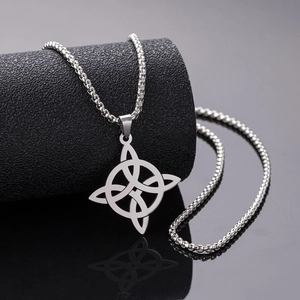 Celtic Knot Necklace Stainless Steel Irish Viking Rune Pendant Hollow Geometric Jewelry For Men Women Minimalist Accessory