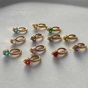 Edelstahl Geburtsstein Anhänger Charm Gold und Stahl Farbe Strass DIY Schmuck Zubehör Für Frauen