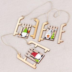 Rustic DIY wooden Christmas gnome sleigh hanging ornaments for tree decorations
