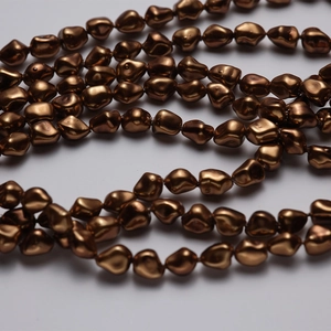 Irregular natural baroque pearls with brown metallic luster for DIY jewelry making