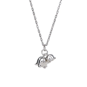 Elegant lily of the valley pendant necklace with two silver flowers on a fine chain