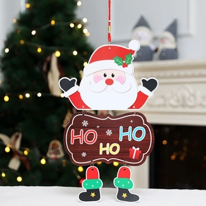 Hanging Christmas Santa Claus decoration with HO HO HO sign and dangling boots