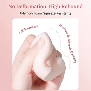Pink teardrop beauty blender made of soft memory foam with high elasticity and resilience