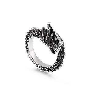 Retro Dragon Ring Stainless Steel Punk Gothic Animal Style Vintage Men Jewelry Metal Biker Finger Ring