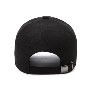 Classic black men's cotton baseball cap with adjustable metal buckle and six-panel design