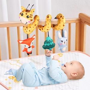 Juguete de peluche en espiral de jirafa para cuna con zorro y conejo para bebés recién nacidos
