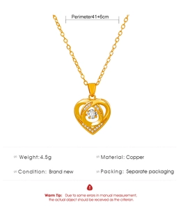 Fiche technique détaillée du collier cœur avec dimensions et poids du cuivre poli