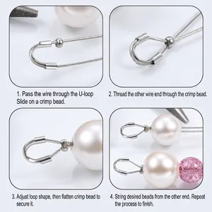 Step-by-step tutorial for DIY jewelry using stainless steel U-shape wire protectors and beads