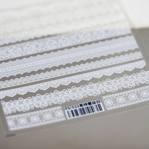 Stickers ongles dentelle blanche gothique 5D avec motifs floraux pour nail art professionnel