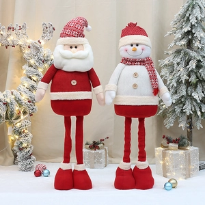 38-inch telescopic Christmas Santa and Snowman figures with knitted holiday costumes