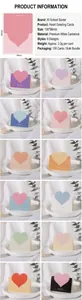 Detail view of heart-shaped greeting cards set in assorted pastel colors for various occasions