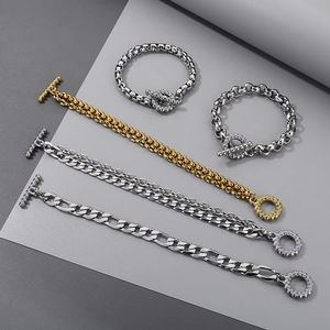Dettagli di bracciali in acciaio inossidabile con chiusura OT in vari stili di catena