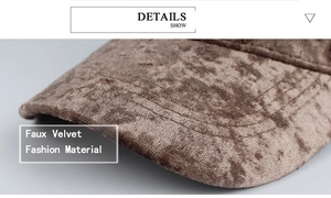 Close-up of faux velvet baseball cap fabric with refined stitching and suede texture