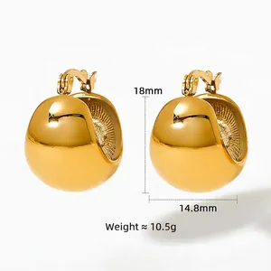 Créoles dorées épaisses polies de 18 mm de diamètre extérieur avec design en U épuré