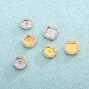 Pendentifs Géométriques En Acier Inoxydable Avec Sertis En Zircon Strass Pour Création De Bijoux DIY