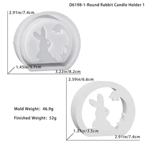 Detailed size measurement of rabbit candle holder silicone mold and finished resin project