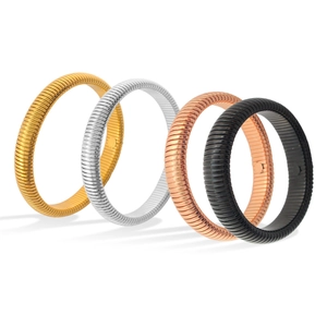 Elastic Tubogas bracelets in gold, silver, rose gold and black stainless steel